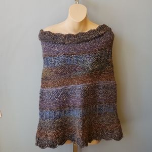 Peruvian Connection Off-The-Shoulder Alpaca Poncho/caplet
